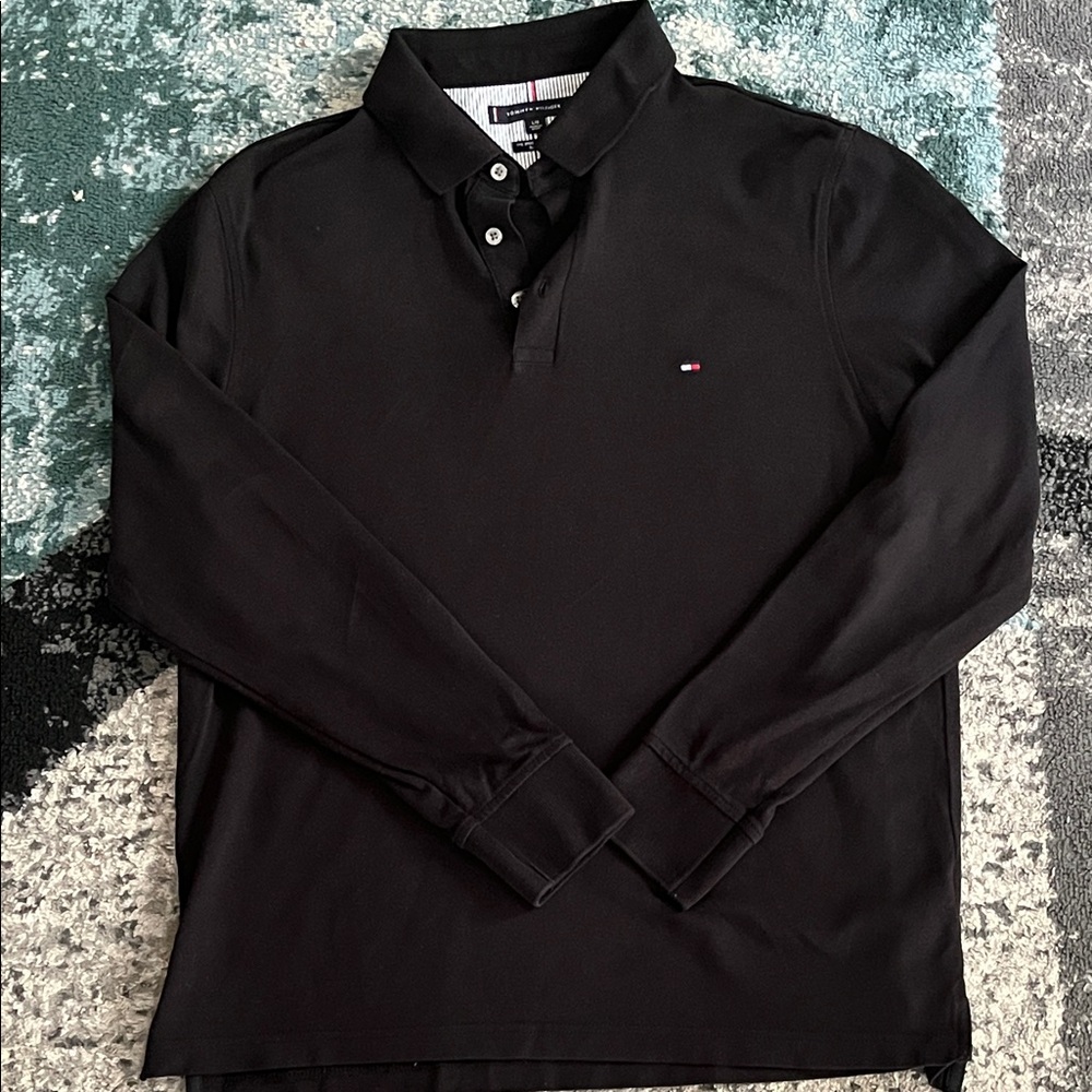 Tommy Hilfiger Men's Black Long Sleeve Polo